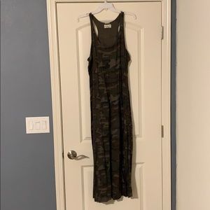 Racer back camo maxi dress